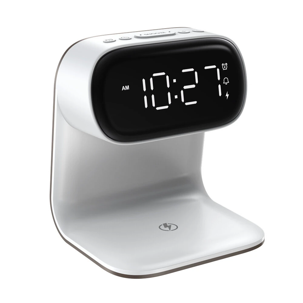 Portable Bedroom Touch Control Bedside Table Lamp Dimmable Digital Alarm Clock Wireless Charging Station for Bedroom, Bedside Office — view 9