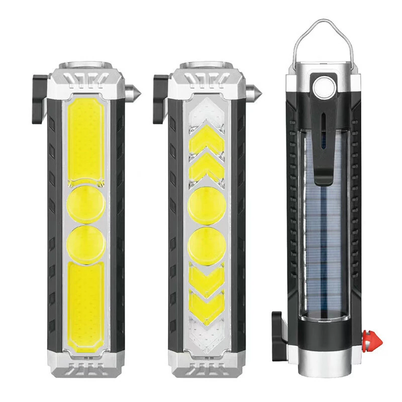 Portable COB Solar Work Light Rechargeable LED Flashlight Super Bright Camping Waterproof Car Repair Lamp With Hook Magnetic — Pricio