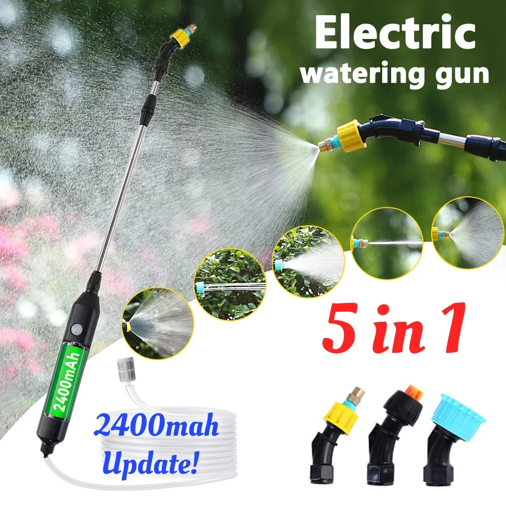 Portable Electric Garden Sprayer 2400mAh Spray Wand Gardening Sprayer Irrigation Tool USB Rechargeable Telescopic Handle with 3 Nozzles for Yard Plant — Pricio