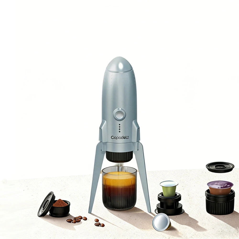 Portable Espresso Coffee Machine 3in 1 Fit Nespresso Capsule Coffee Powder Rechargeable Electric Coffee Maker For Car & Travel — view 2