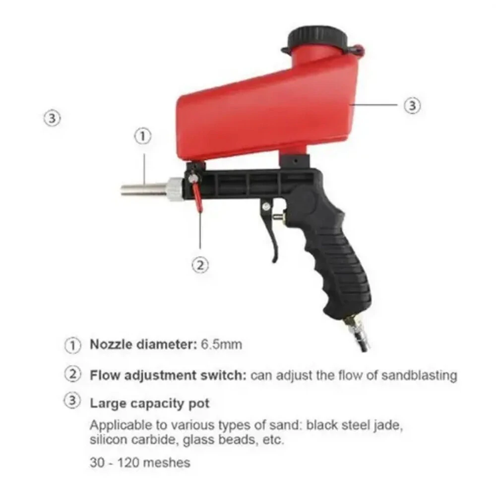 Portable Gravity Pneumatic Sandblasting Gun 90psi High-Pressure Adjustable Flow Large Capacity Versatile for Small Air Blasting & Derusting — view 6