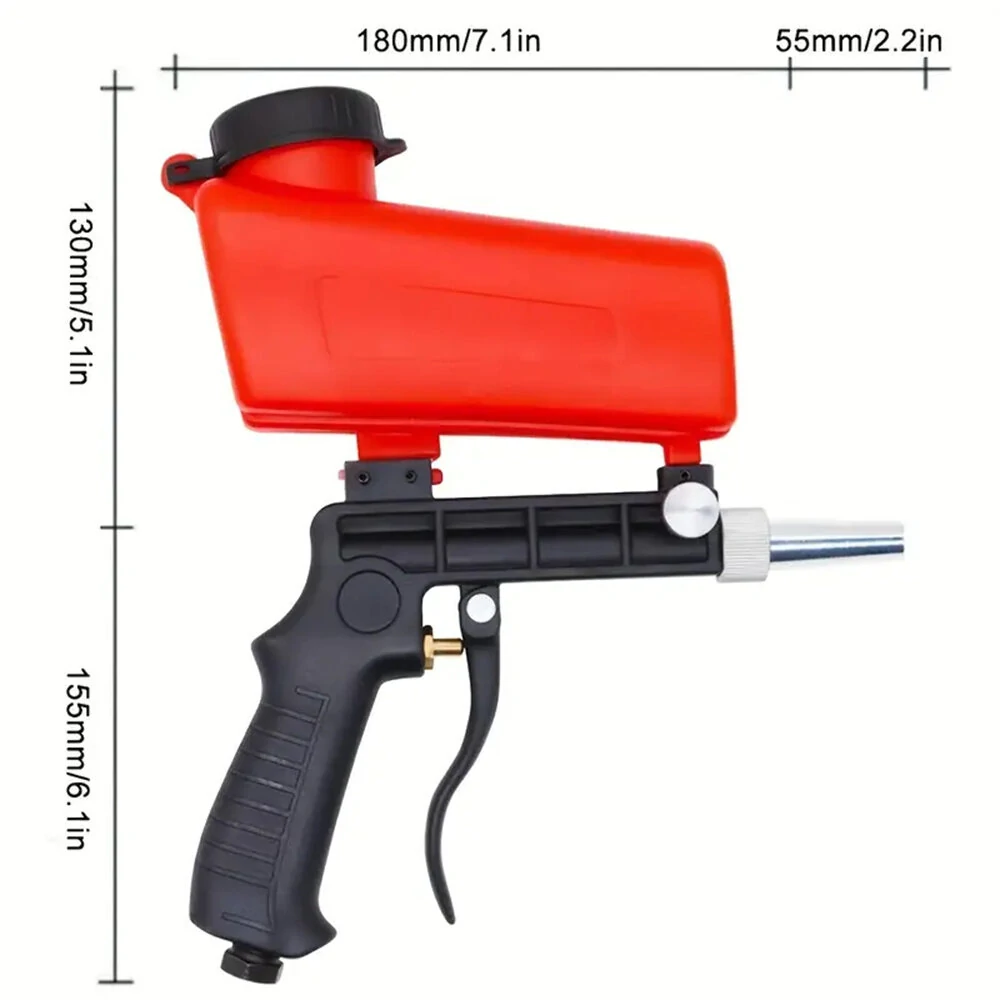 Portable Gravity Pneumatic Sandblasting Gun 90psi High-Pressure Adjustable Flow Large Capacity Versatile for Small Air Blasting & Derusting — view 7