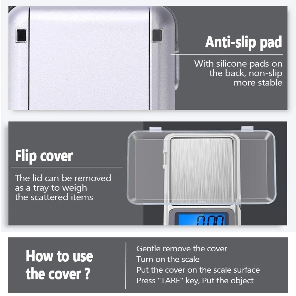 Portable Mini Pocket Electronic Kitchen Scale Digital Pocket Scale 500g Capacity High Precision Balance of 0.01g/0.1g Mini Electronic Grams Reloading Weight Scale Food Scale — view 5
