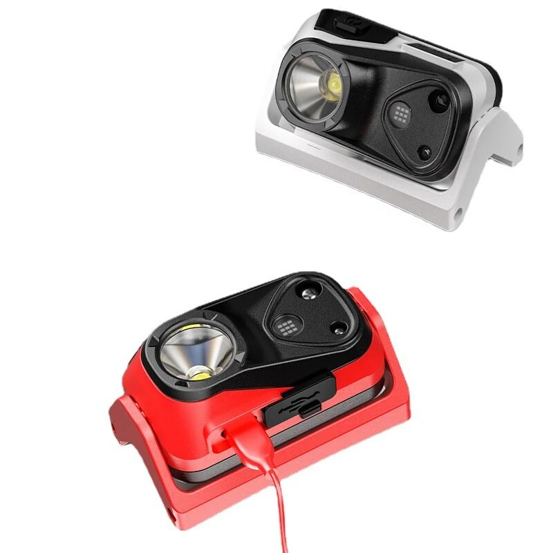 Portable Mini Smart Sensor LED Headlamp USB Rechargeable Super Bright Running Cycling Head Light Red Warning Light Waterproof Lantern Illuminator Lamp — view 3