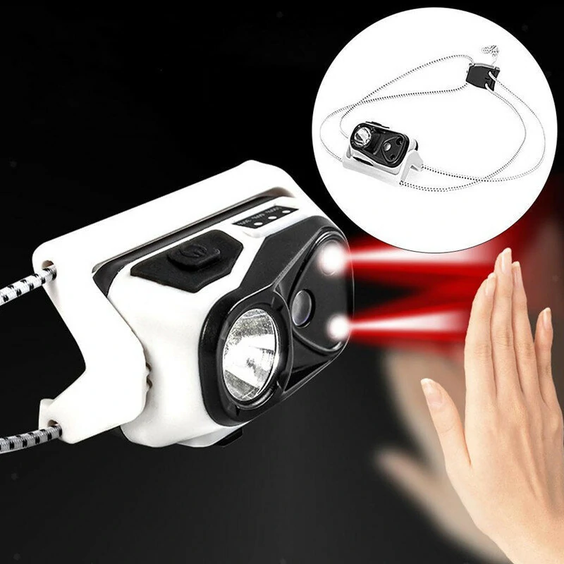Portable Mini Smart Sensor LED Headlamp USB Rechargeable Super Bright Running Cycling Head Light Red Warning Light Waterproof Lantern Illuminator Lamp — view 4