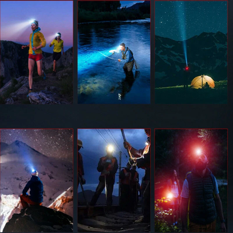 Portable Mini Smart Sensor LED Headlamp USB Rechargeable Super Bright Running Cycling Head Light Red Warning Light Waterproof Lantern Illuminator Lamp — view 9