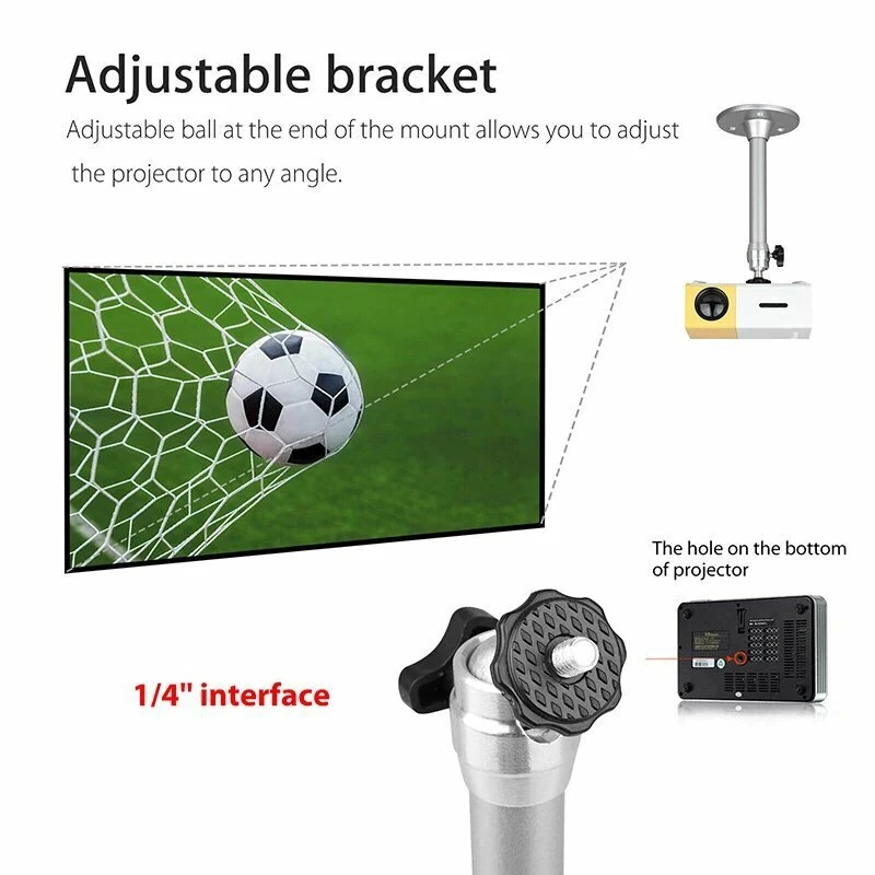 Portable Projector Bracket 360° Rotatable Ceiling Wall Mount Beamer Holder Aluminium Alloy 2KG Loading Beam Projector Stand — view 4