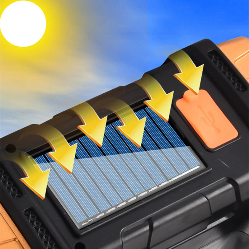 Portable Solar LED Flashlight With COB Work Lights USB Rechargeable Handheld Camping Light 4 Lighting Modes Outdoor Powerful Solar Torch Light — view 8