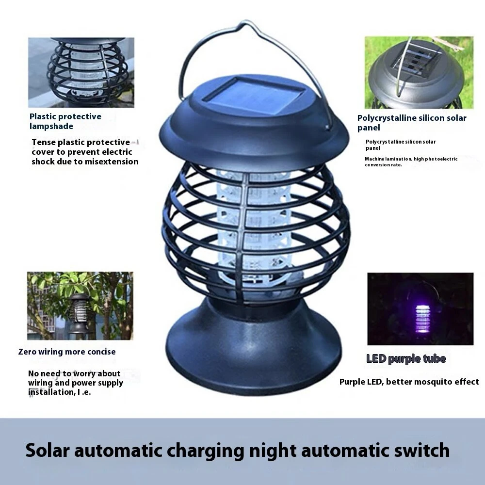 Portable Solar Powered Mosquito Killer Light Hanging Bug Zapper Fly Trap Lantern Mosquito Killer Mosquito Trap For Indoor Outdoor — view 3