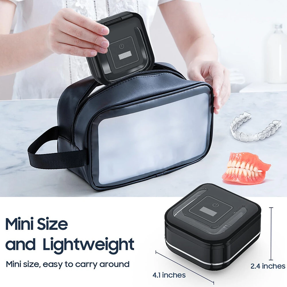 Portable Ultrasonic UV Cleaning Machine Mini Ultrasonic Braces Cleaning Machine UV Invisible Denture Cleaner 42,000Hz Deep Cleaning — view 10