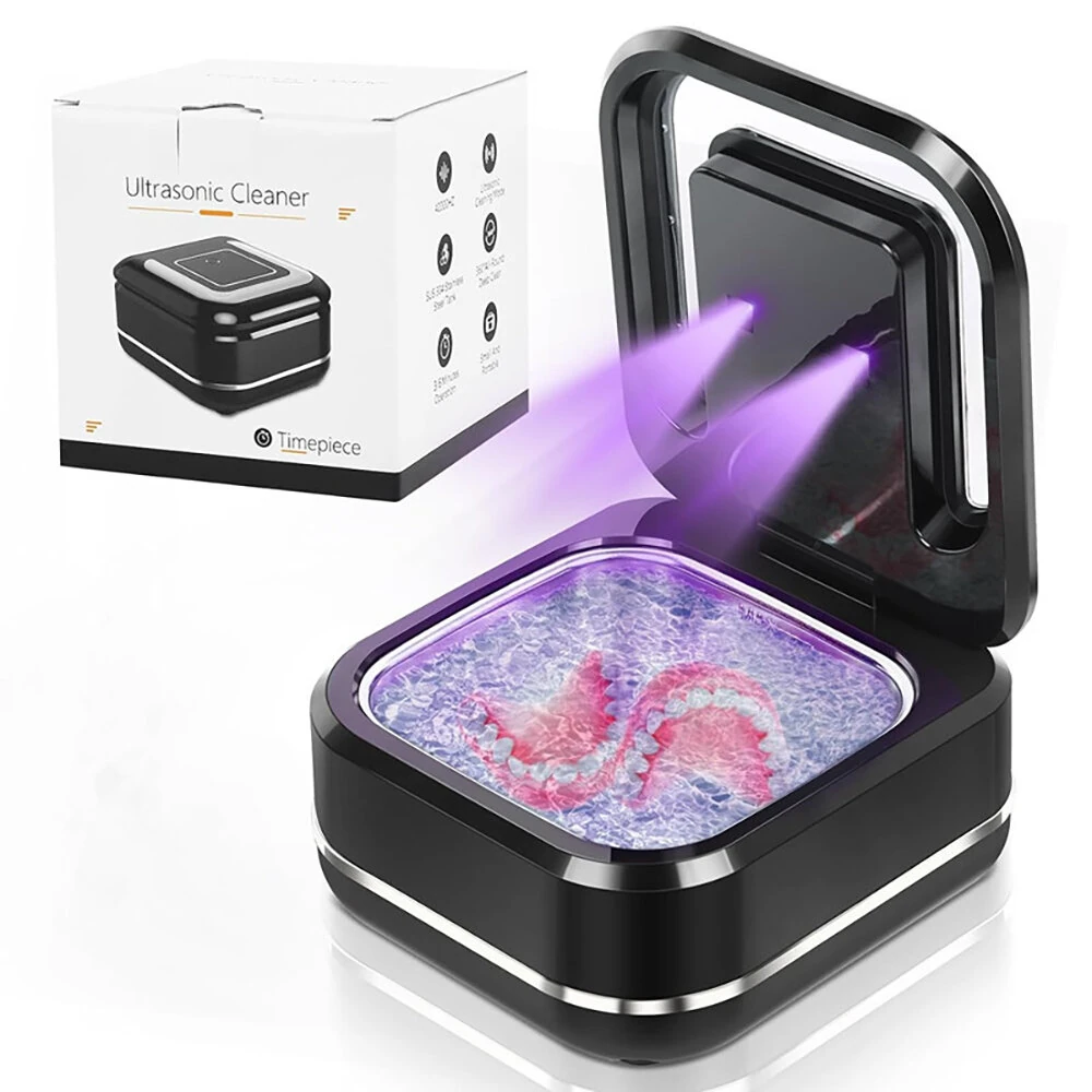 Portable Ultrasonic UV Cleaning Machine Mini Ultrasonic Braces Cleaning Machine UV Invisible Denture Cleaner 42,000Hz Deep Cleaning — view 2