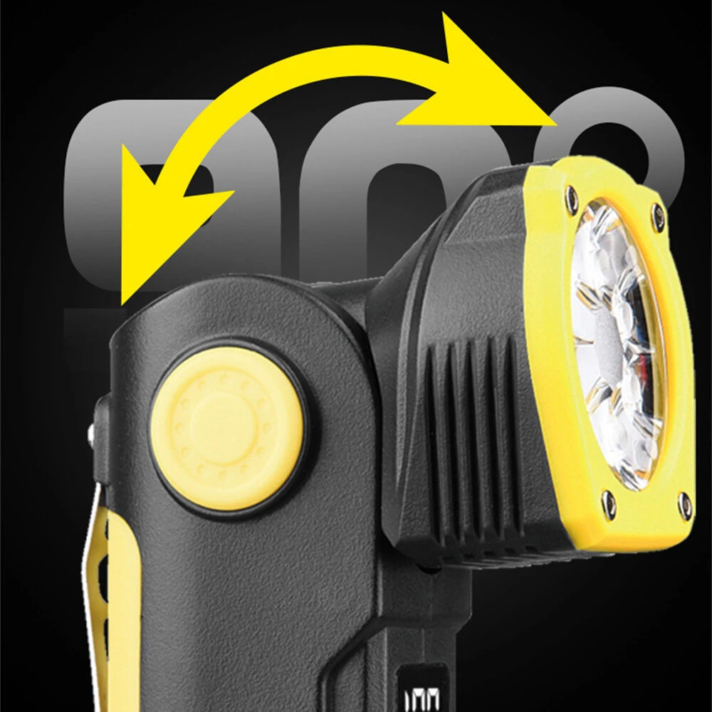 Powerful Dual Light Source Flashlight Handheld Folding Lamp Camping Working Torch USB Charging Digital Display with Magnet Car Inspection Outdoor Red Warning Flash Light — view 4
