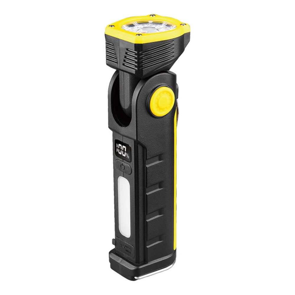 Powerful Dual Light Source Flashlight Handheld Folding Lamp Camping Working Torch USB Charging Digital Display with Magnet Car Inspection Outdoor Red Warning Flash Light — view 9
