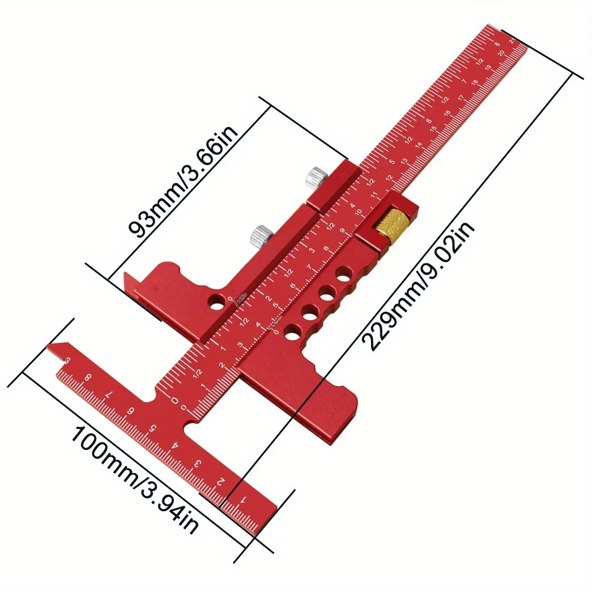 Precision Sliding Edge Ruler Woodworking Scriber Marking Line Adjustable T-Square Framing Ruler Depth Gauge Aluminum — view 3