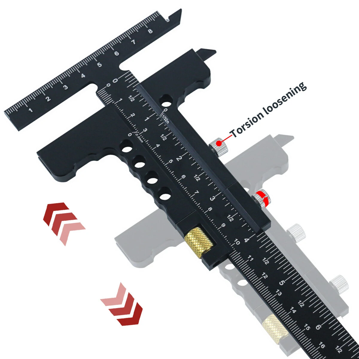 Premium Sliding Marking Gauge Aluminum Alloy Scribing Measuring Tool with Precision Depth Gauge And T-Square Ruler — view 8