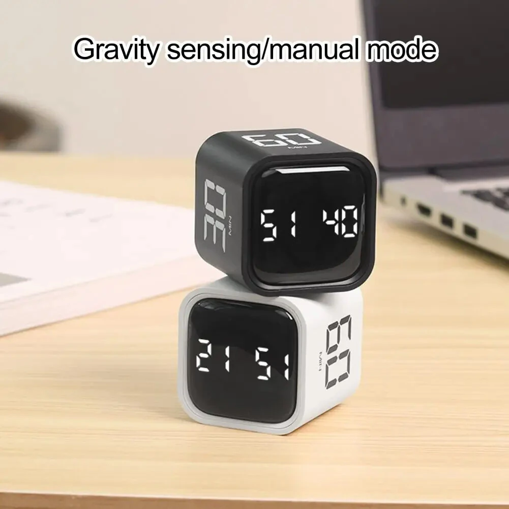 Productivity Cube Timer Sensor Flip LED Display 4 Preset Times Dual Mode Time Management Countdown Kitchen Student Learning Mini Digital Timer — view 3