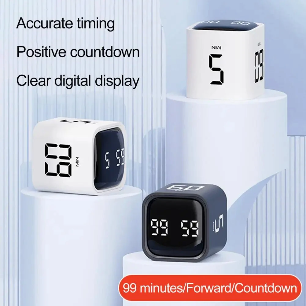 Productivity Cube Timer Sensor Flip LED Display 4 Preset Times Dual Mode Time Management Countdown Kitchen Student Learning Mini Digital Timer — view 6