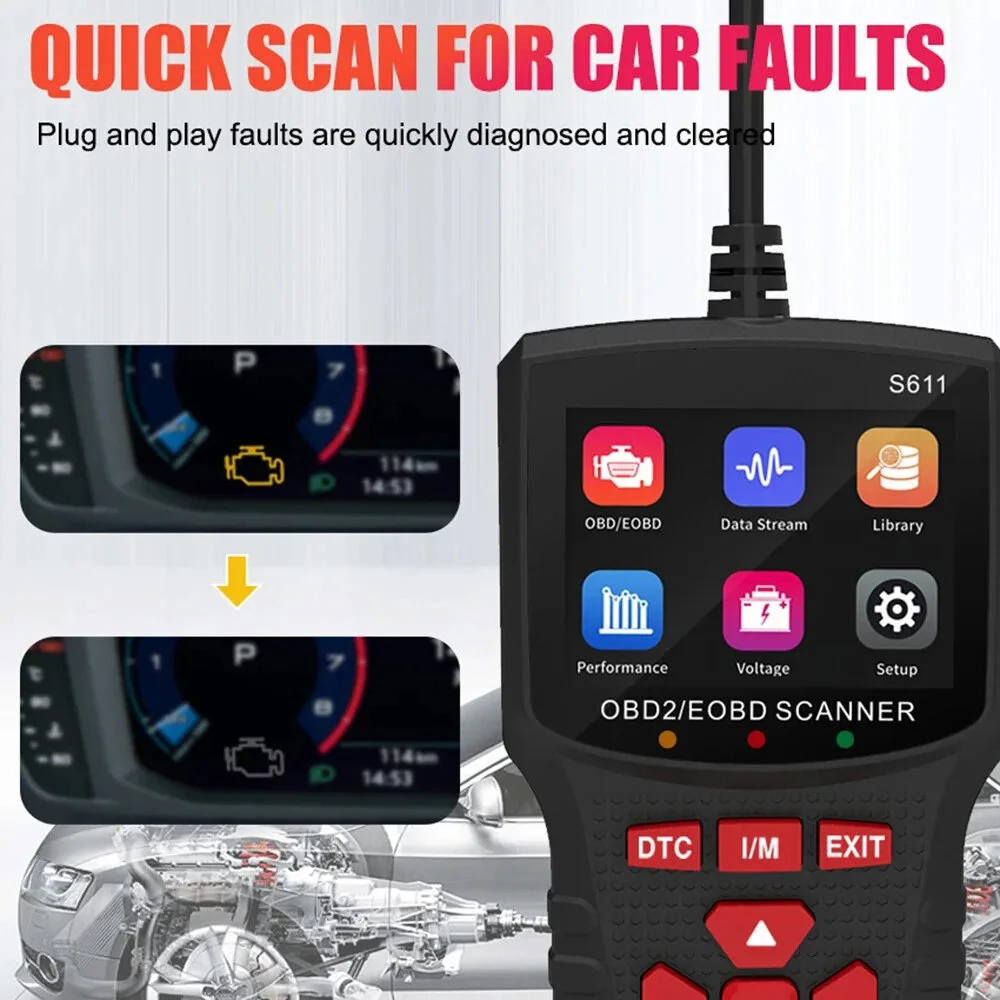 Professional Auto Engine System Diagnostic Tool OBD2 EOBD Car Scanner Automotive Battery Tester Clear Fault Code Reader — view 5