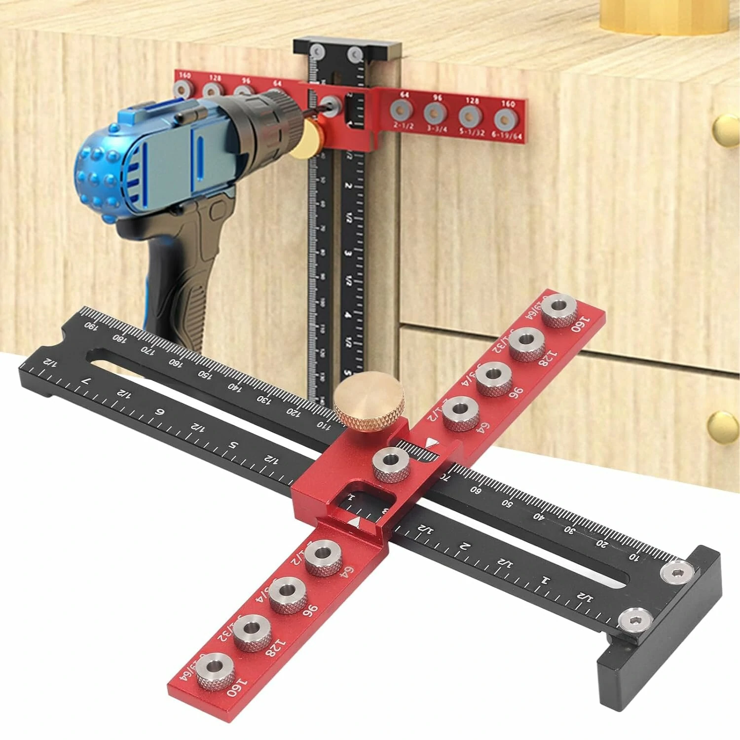 Professional Handle Punch Locator with Adjustable Distance Precise Scale for Door Handle Hole Drilling and Easy Installation — view 2