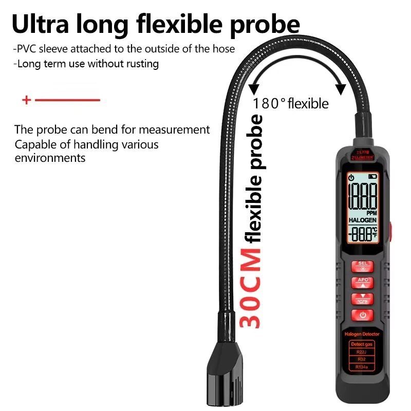 Professional Refrigerant Leak Detector High Sensitivity HVAC Tool Adjustable Settings LED LCD Display Compatible with R22 R410A R134A — view 7