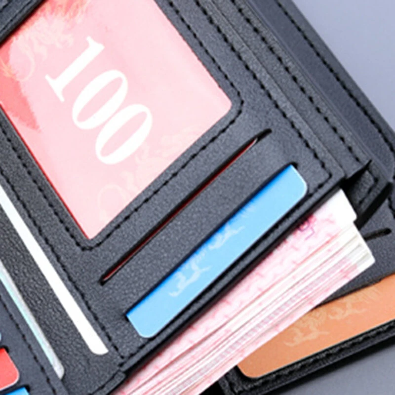 PU Leather Men's Wallet Clutch Bag Card Holder Short Wallets Zipper Large Capacity Vintage Male Purses — view 3