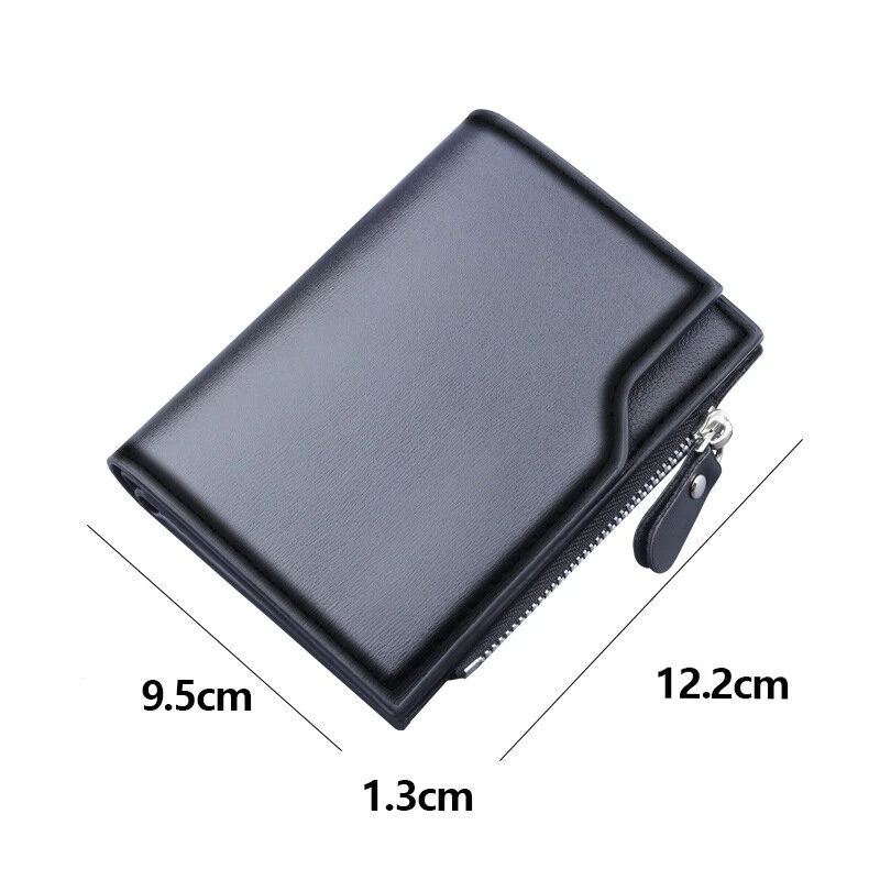 PU Leather Men's Wallet Clutch Bag Card Holder Short Wallets Zipper Large Capacity Vintage Male Purses — view 4
