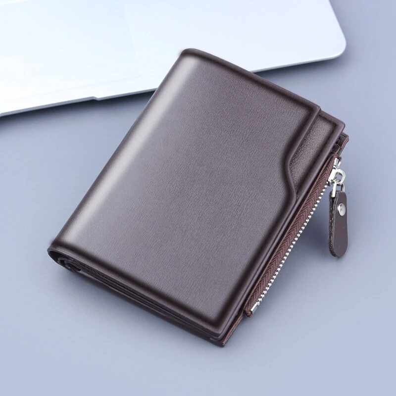 PU Leather Men's Wallet Clutch Bag Card Holder Short Wallets Zipper Large Capacity Vintage Male Purses — view 7