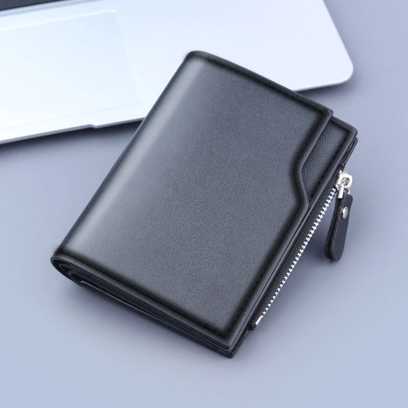 PU Leather Men's Wallet Clutch Bag Card Holder Short Wallets Zipper Large Capacity Vintage Male Purses — view 8