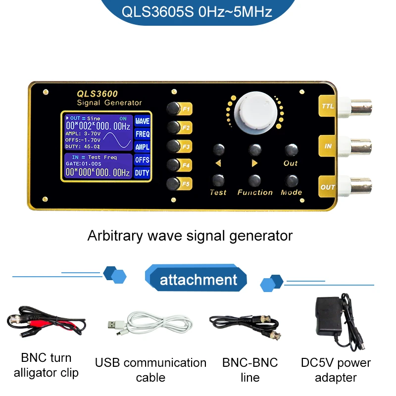 QLS3600S Signal Generator 0-30MHz High Stability Multiple Waveforms USB Interface Frequency Sweep VCO Burst DC 5V Power Amplitude Control — view 10