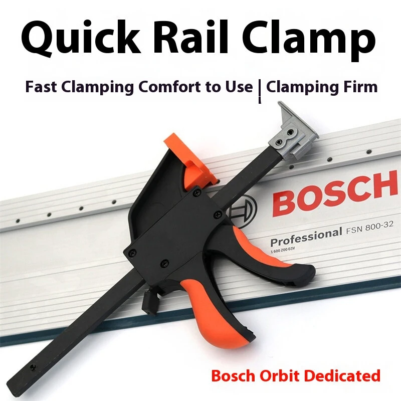 Quick Track Clamp for Bosch Woodworking Rail 160mm x 60mm Heavy Duty TPR Rubber Pads Ergonomic Handle — view 4