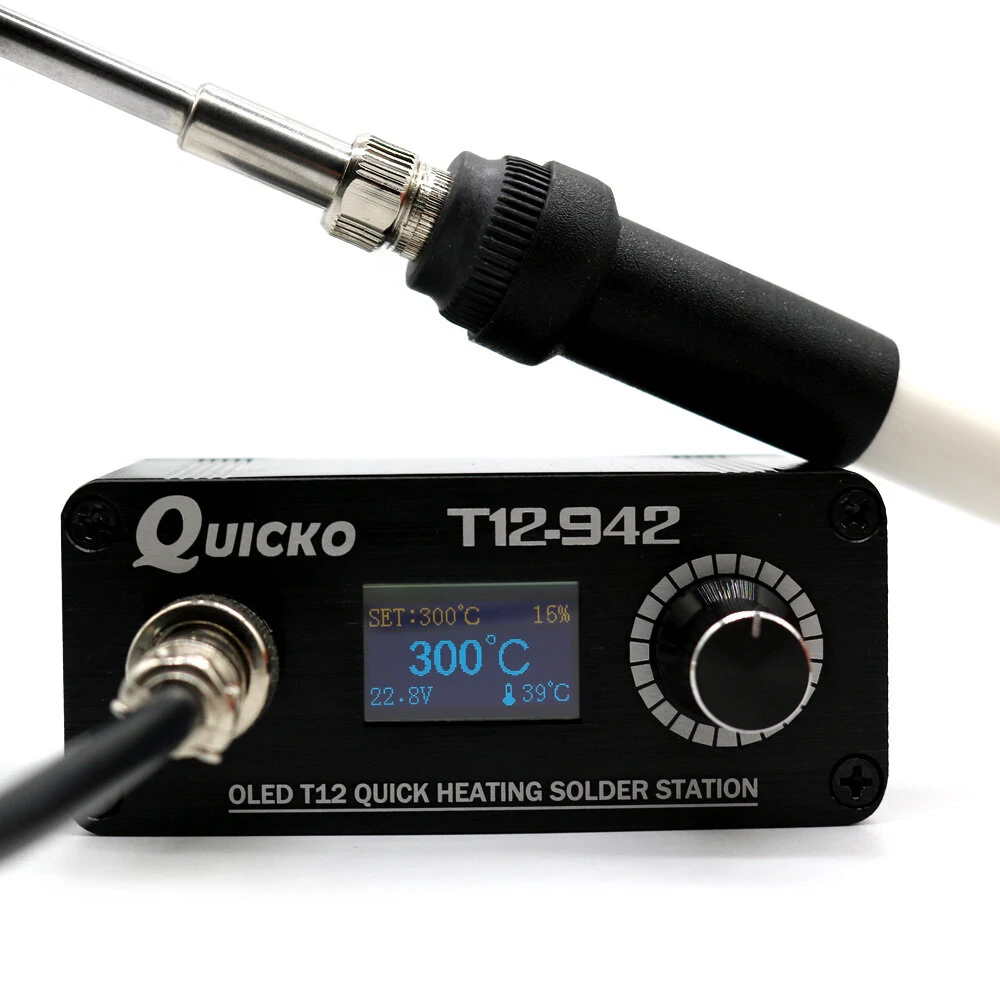 Quicko T12-942 MINI OLED Digital Soldering Station T12-907 Handle with T12-K Iron Tips Welding Tool — Quicko