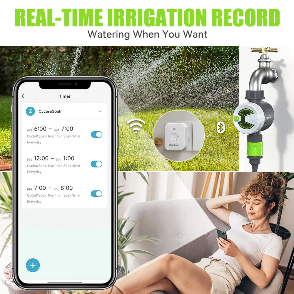 Rainpoint Sprinkler Timer WIF bluetooth Smart Water Timer Remote Control Wireless Hose Faucet Timer for Garden Irrigation System Controller Irrigation Timer Automatic Watering Device — view 4