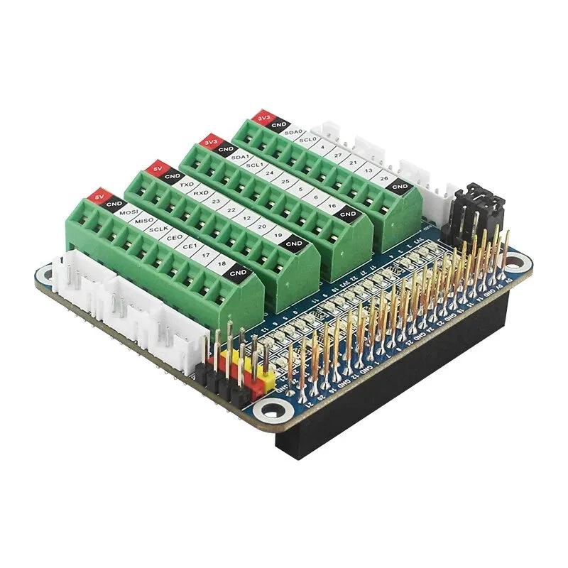Raspberry Pi 5 GPIO Status LED Terminal Block BreakoutBoard HAT ADC/DCA Sensor for Raspberry Pi 5 4B 3B+ Test Expansion Board — Raspberry Pi