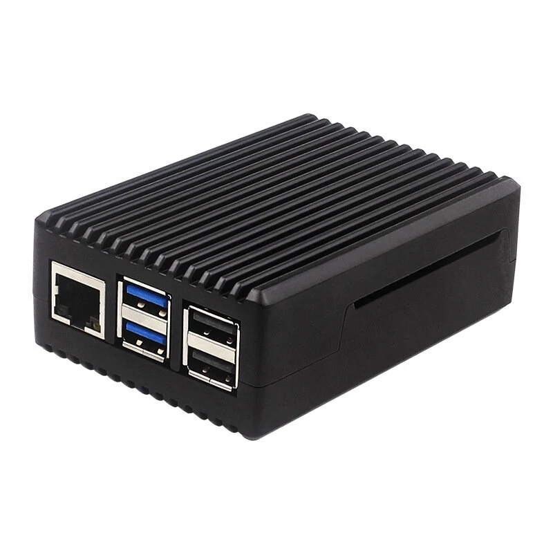Raspberry Pi 5 Passive Cooling Case Aluminum Alloy Dissipation Striped Shell Box — view 3