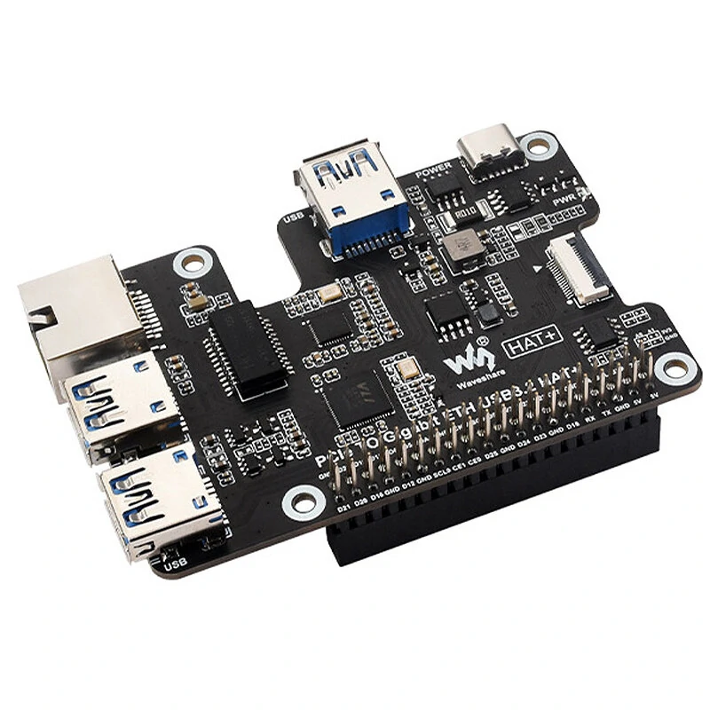 Raspberry Pi 5 PCIe to Gigabit Ethernet and USB 3.2 Gen1 HAT 3xUSB 3.2 Gen1 Gigabit Ethernet Pi5 PCIe HAT Expansion Board Plug and Play — view 3