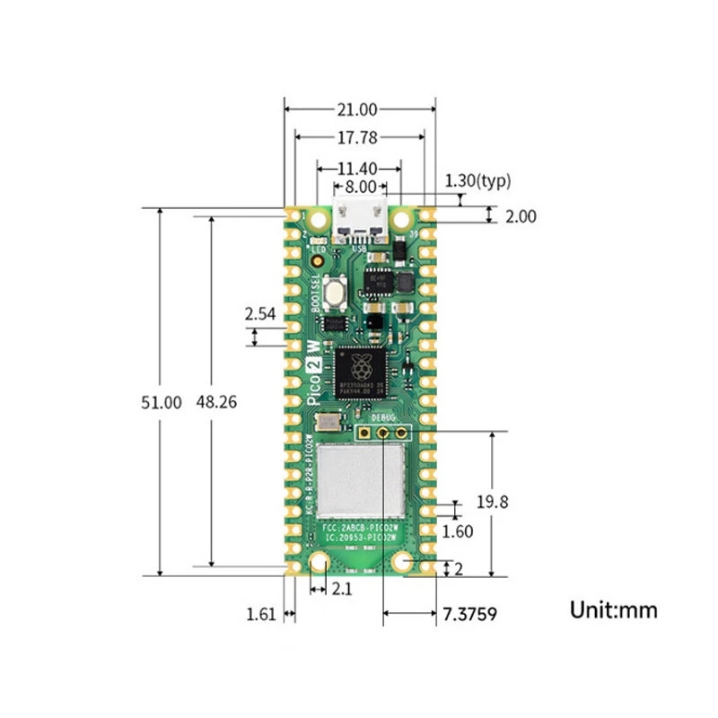 Raspberry Pi Pico 2W Microcontroller RP2350 Dual-Core Cortex-M33 Hazard3 RISC-V 2.4GHz Wi-Fi Bluetooth 5.2 Development Board — view 5