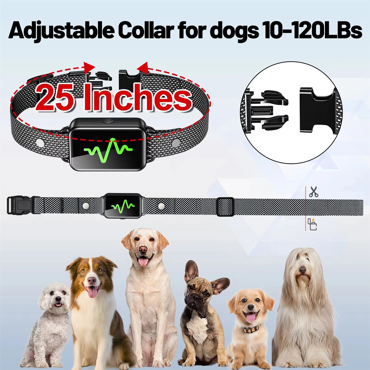 RC06 Dog Training Collar IP67 Waterproof Rechargeable Remote Pet Controller with LCD Color Screen for All Size Dog Shock/Vibration/Beep Mode — view 7
