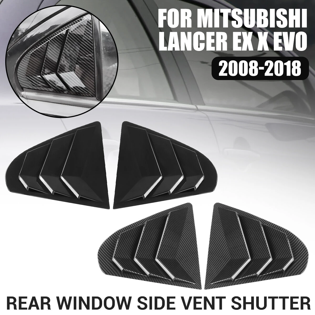 Rear Window Side Vent Shutter Louver Cover Trim For Mitsubishi Lancer EX X EVO 2008-2018 — view 3