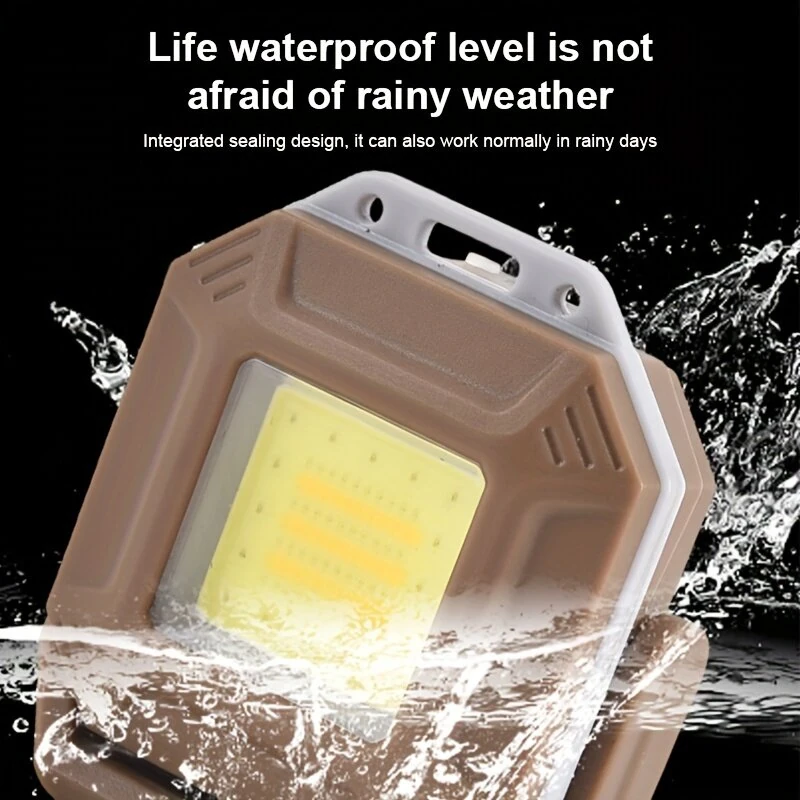 Rechargeable COB LED Flashlight With Magnetic, Mini Keychain Flashlight, 4 Light Color, 360° Rotating Bracket, Perfect For Outdoor Camping Hiking Lightweight Lamp — view 8