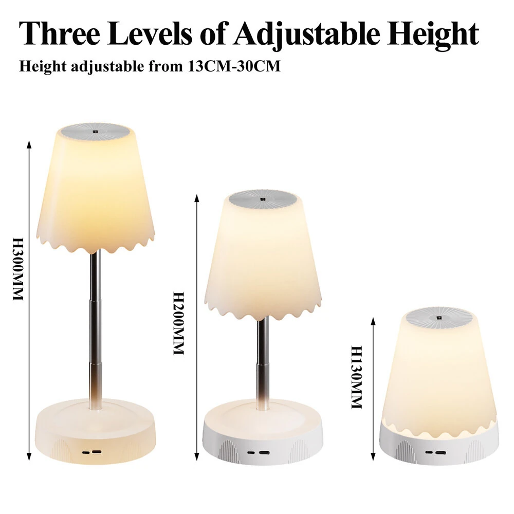 Rechargeable LED Table Light Three Levels of Adjustable Height  Bedsides Room Night Stand Warm Reading Light Bedroom Night Lights Home Decor Desk Light — view 10