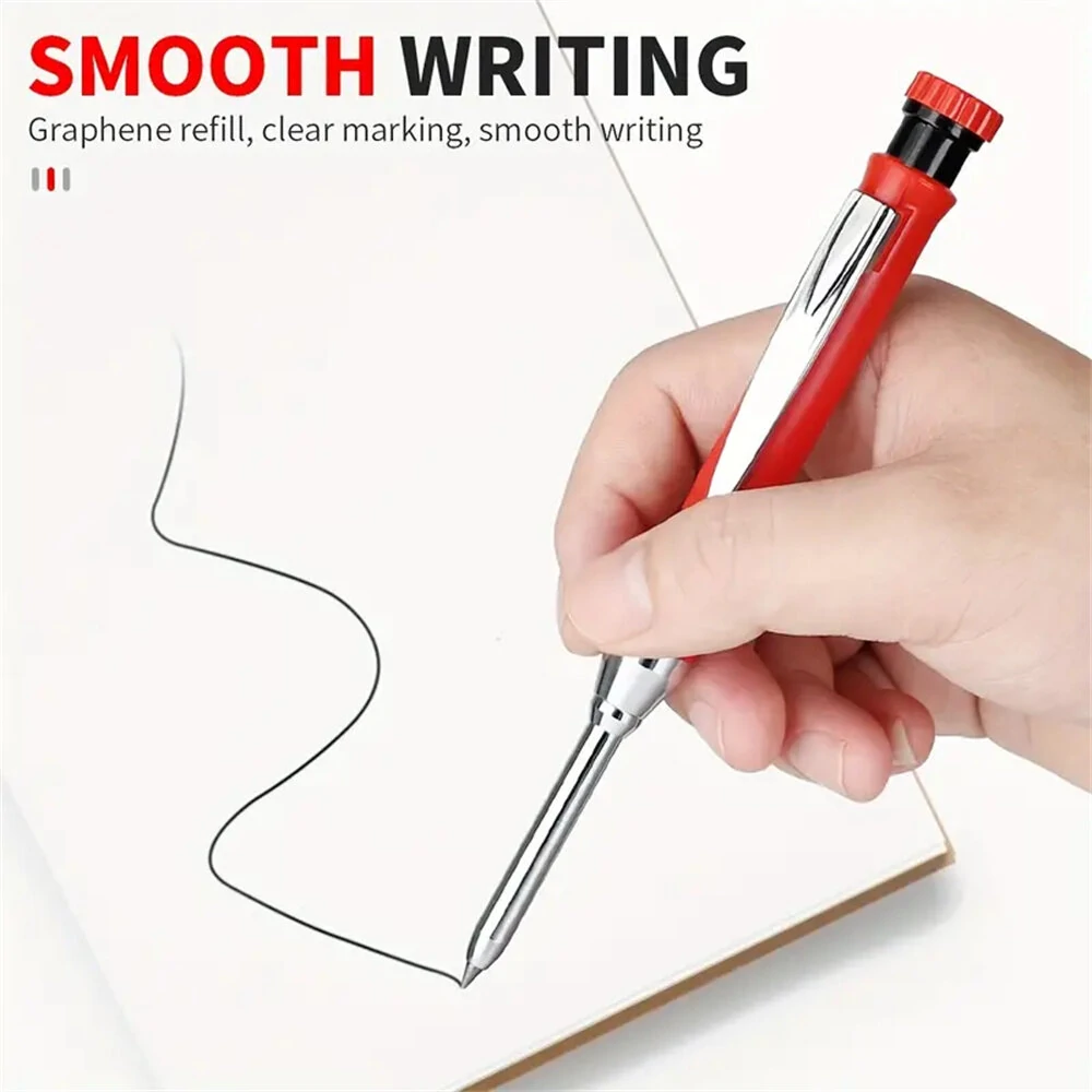 Refillable Carpenter Pencil Set Woodworking Marking Pen Deep Hole Marker High Precision Mechanical Pencil for Accurate Craftsmanship and Drafting Essential Tool for Engineers Carpenters and Architects — view 5