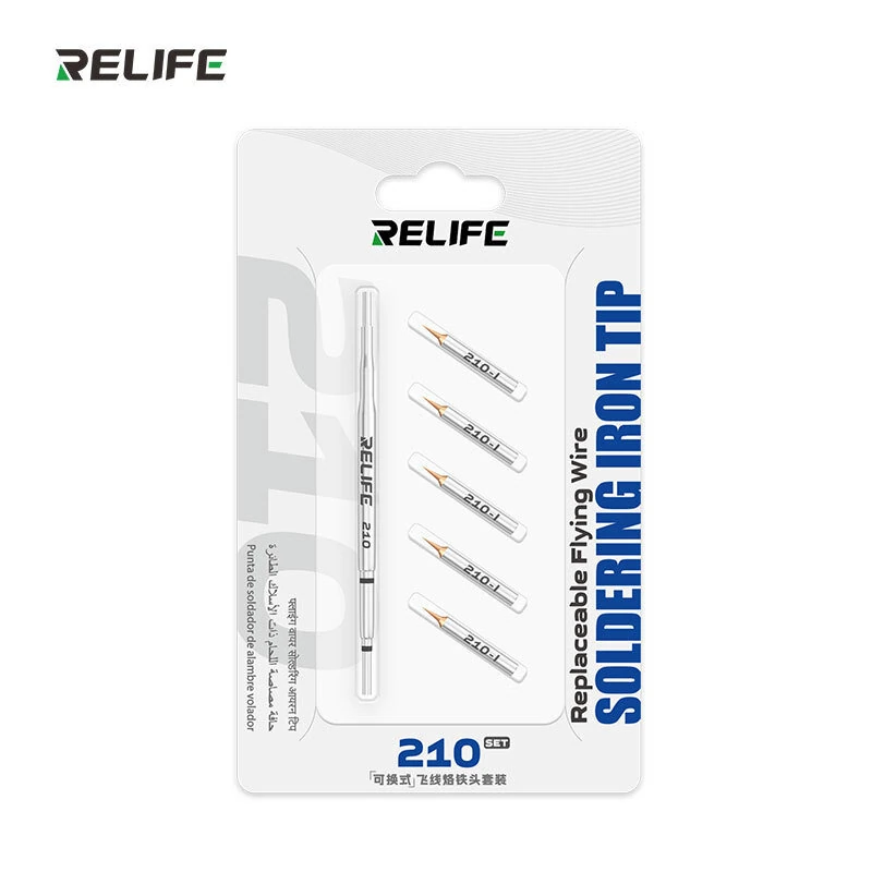 RELIFE 210 Soldering Iron Tips Set With Handle 0.1mm Replaceable Tip For Micro Soldering Phone Screen Flying Jumper Wire Welding — view 5