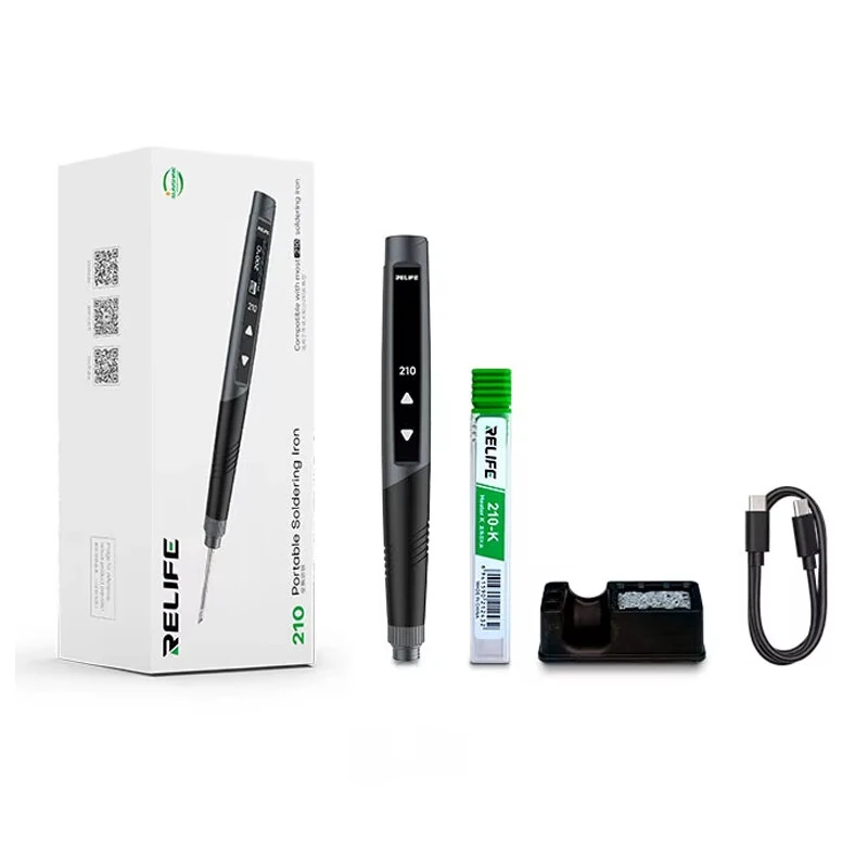 RELIFE RL-210 Intelligent Portable Soldering Iron 60W 210 Series Compatible 2s Rapid Heating OLED Display Digital Temperature Control USB Type-C PD PPS QC Fast Charging Professional PCB Micro Soldering Repair Tool Kit — view 3