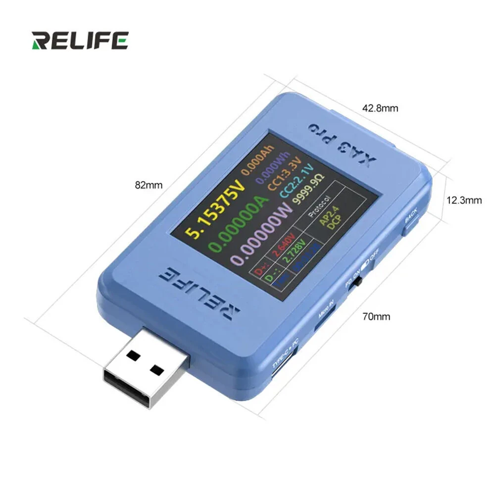 RELIFE XA3 Pro USB Smart Tester PD QC2.0 QC3.0 Fast Charge 6.5A High Current 156W Power Measurement 1.77-inch TFT LCD — view 9