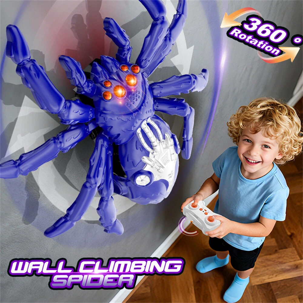 Remote Control Wall Climbing Spider / Green Lizard / Yellow Lizard Model 360° Rotation LED Lights Vacuum Suction Ground Crawling Toy — view 6