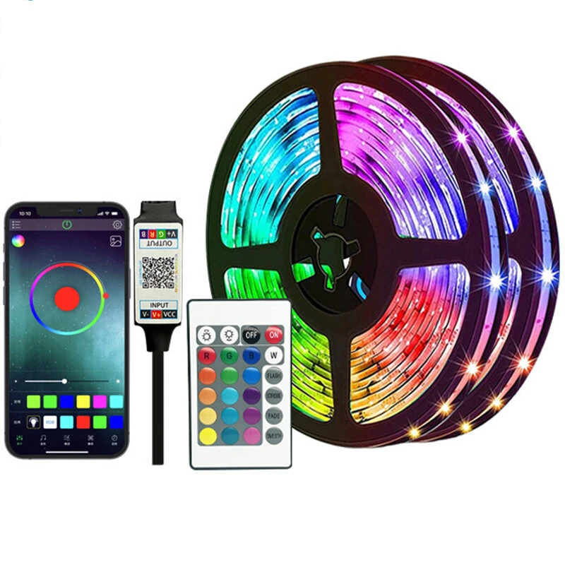RGB LED Strip Kit 5050 Bluetooth Remote Control 5V 30 LEDs/m Adhesive Flexible Cuttable Strip Lights IP20 for Home Decor 1m 2m 5m 10m — view 2