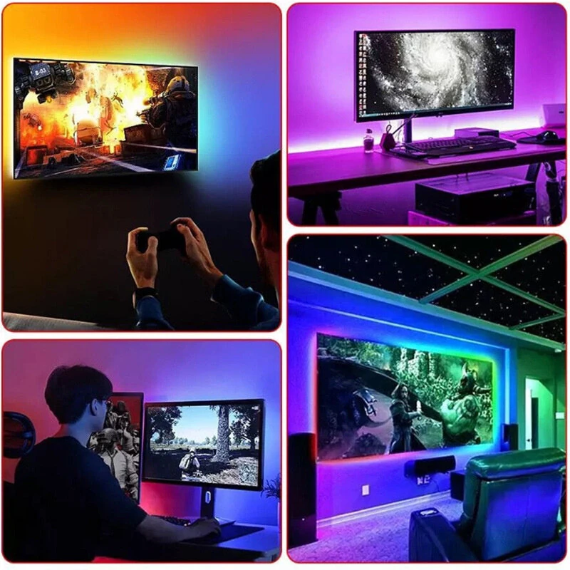 RGB LED Strip Kit 5050 Bluetooth Remote Control 5V 30 LEDs/m Adhesive Flexible Cuttable Strip Lights IP20 for Home Decor 1m 2m 5m 10m — view 8