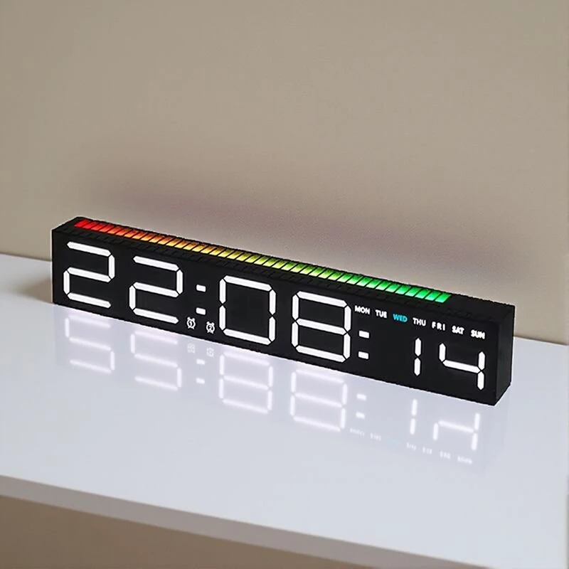 RGB Light Table Clock LED Alarm Clock Speaker Display Colorful 3 Levels Brightness Dual Mode LED Lamp Strip Rhythm Pickup Design for Home Desktop — view 2