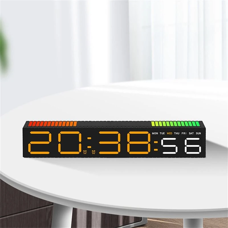 RGB Light Table Clock LED Alarm Clock Speaker Display Colorful 3 Levels Brightness Dual Mode LED Lamp Strip Rhythm Pickup Design for Home Desktop — view 3