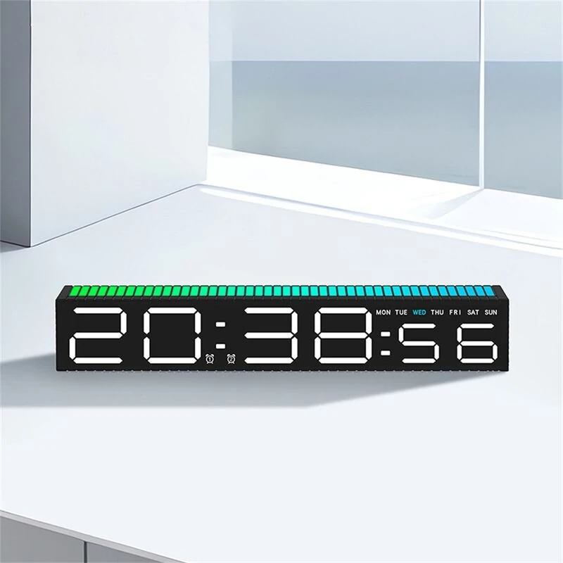 RGB Light Table Clock LED Alarm Clock Speaker Display Colorful 3 Levels Brightness Dual Mode LED Lamp Strip Rhythm Pickup Design for Home Desktop — view 6
